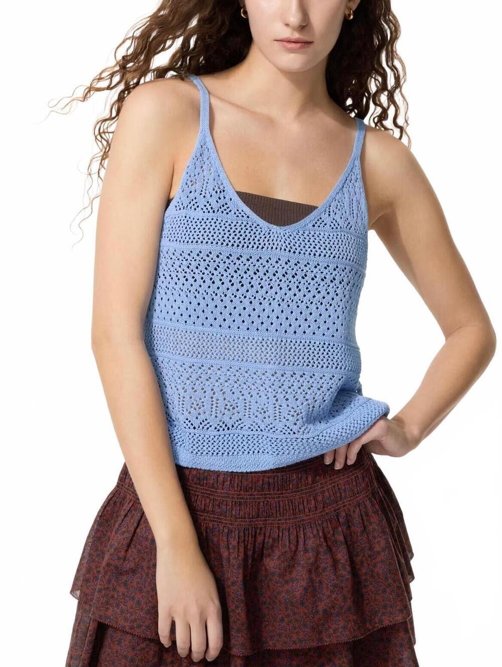 Uniqlo Crochet Knitted Camisole NWT Blue L